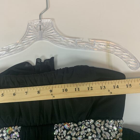 Windsor Dress Womens Medium Rhinestone Empire Waist Y2K High Low Flowy Party M - Picture 9 of 11